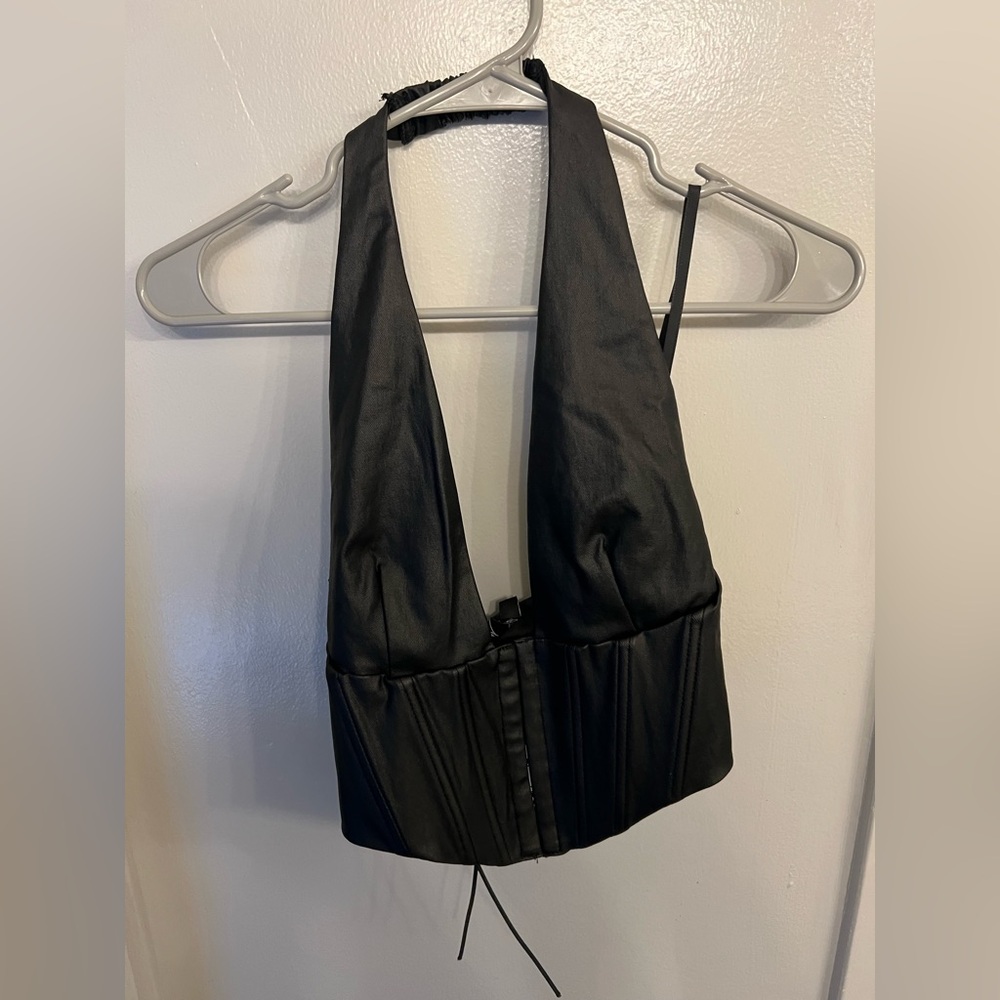 Windsor Black Satin Crop Top